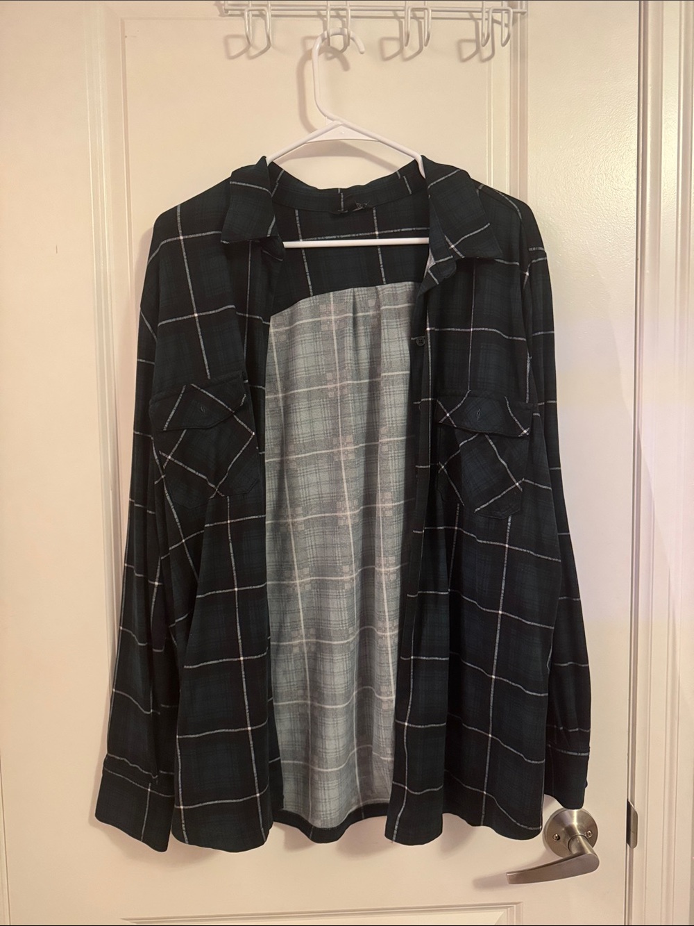 Womens Black Blue Plaid Lightweight Button up